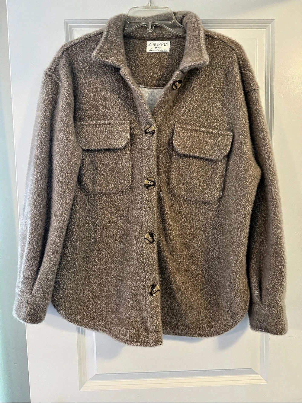 Z Supply Fuzzy Shacket Tan Small